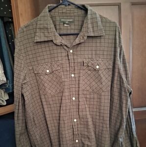 Banana Republic Brown Snap Plaid Shirt